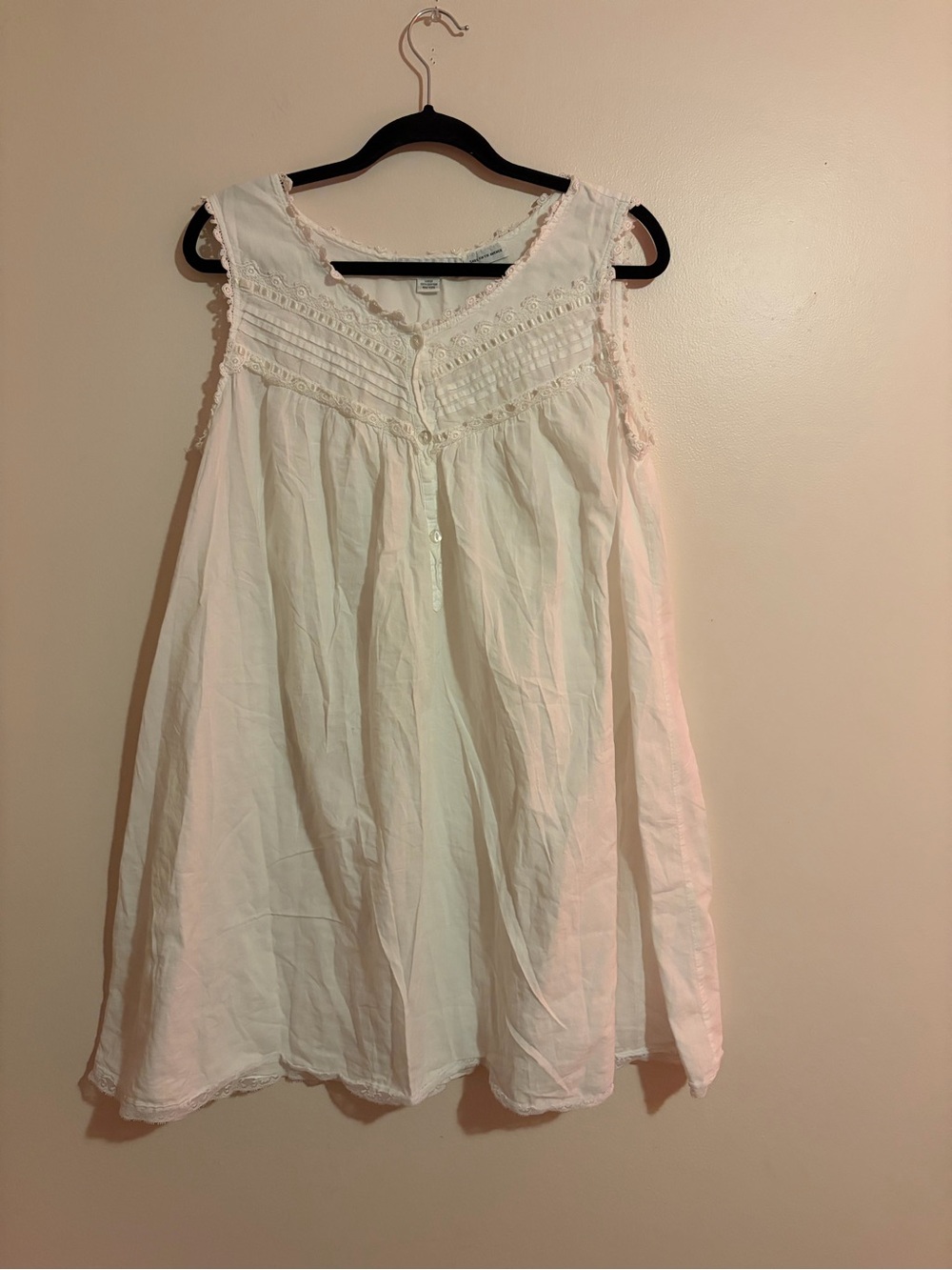 Lace-Trim Cotton Night Chemise in White